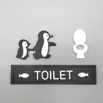 企鵝親子廁所標誌