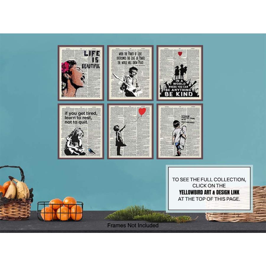 Banksy Wall Art Set Inspirational Quotes Room Decor Motivational Graffiti Street Art for Teens Bedroom  Living Room  Dorm Set of 6-8x10 each