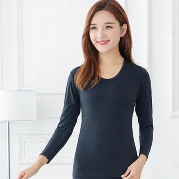 輕磨毛暖暖發熱衣(深灰_圓領_女款)