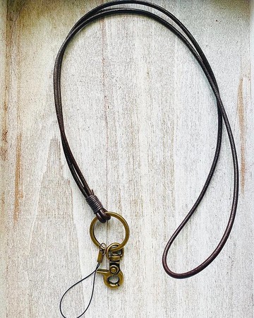 圓 棕色 皮革掛繩 真皮吊繩　手機/證件套/識別證/悠遊卡/鑰匙