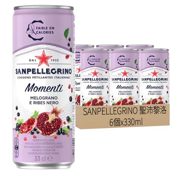 SANPELLEGRINO 聖沛黎洛 氣泡水果飲料 石柳黑加侖口味  330ml  6個