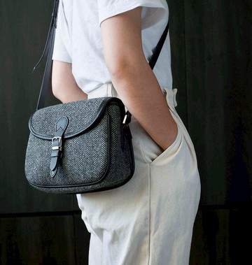 【羊毛拼皮馬鞍包】Harris Tweed 暖到心坎秋冬女士包包斜挎包