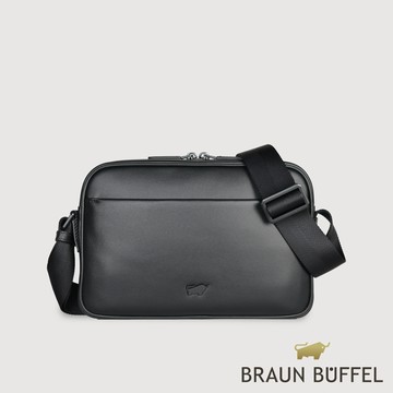 【BRAUN BUFFEL】海斯-TW1 橫式斜背包-黑色(德國小金牛台灣總代理)/BF711-60-BK