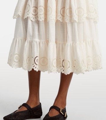 Zimmermann Lucky embroidered cotton midi skirt