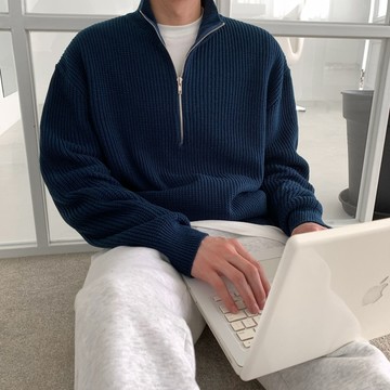 正韓Unisex 高密度半拉鍊針織衫 11色 YUPPIE 預購商品 1211