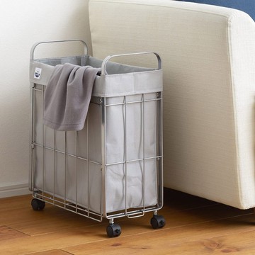 日本squ+ SUN&WASSER鐵線摺疊洗衣籃/置物籃(附輪)-25L-多色可選