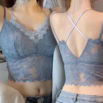 假兩件蕾絲美背吊帶背心網紅爆款抹胸內搭外穿裹胸學生高中帶胸墊