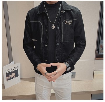 FINDSENSE X  男士修身皮衣印花皮外套