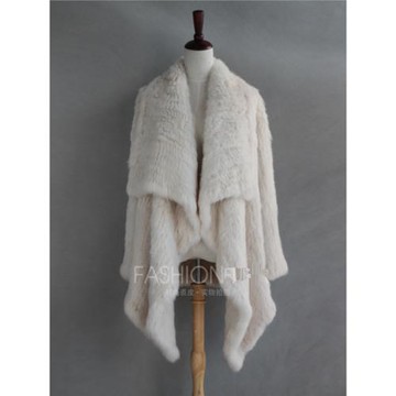 2025新款 歐洲訂單兔毛編織皮草外套 純手工雙面編織皮草開衫外套