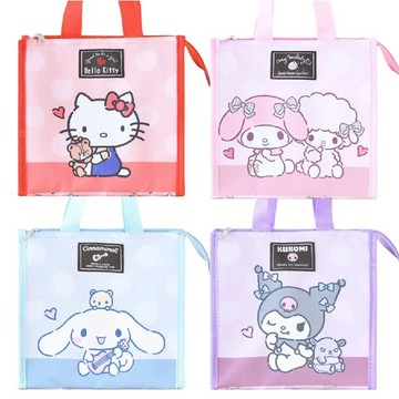 小禮堂 Sanrio 三麗鷗 尼龍保冷方形午餐袋 (好友興趣款) Kitty 酷洛米 美樂蒂