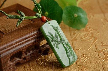 【碧竹】天然碧玉竹雕吊墜項鏈