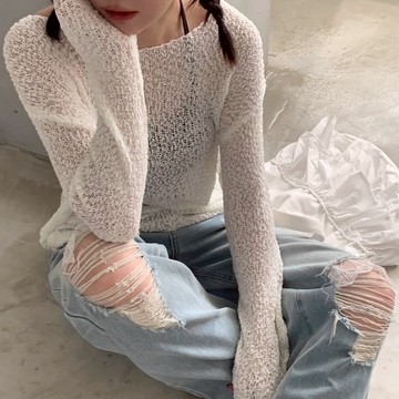 ISA_奶呼呼MVP 棉花糖圈圈紗軟Q針織上衣_53113