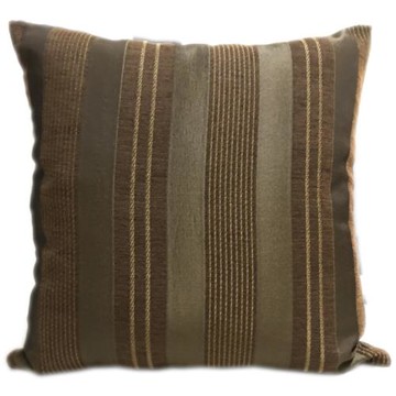 宜欣居傢飾 客廳沙發絨布抱枕/腰枕/枕套含枕芯2入 條紋咖（咖）