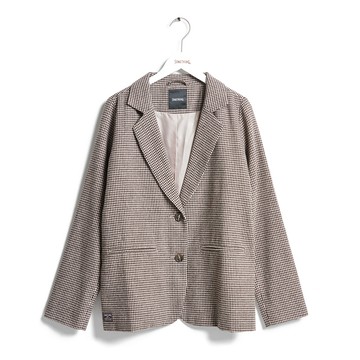 SOMETHING｜女裝｜細格紋寬版休閒西裝外套