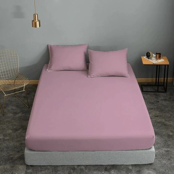 床包組-內含床包+枕套 /純粹好棉 /2251-2經典素色冷色系-珊瑚粉