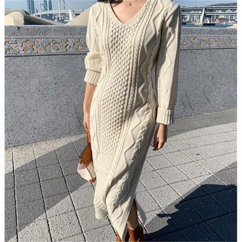 これからの季節にぴったりなおしゃれ 長袖 ワンピース 中長セクション ピュアカラー スリム 通販 Lineポイント最大1 0 Get Lineショッピング