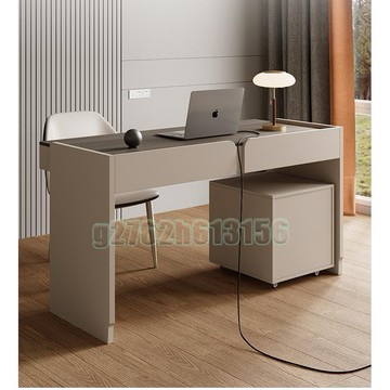 限時特惠🛒意式极简书桌 轻奢现代卧室家用岩板学习桌 床头柜电脑桌 梳妆台一体 學生書桌 書桌椅子 桌子工作桌 書桌書椅