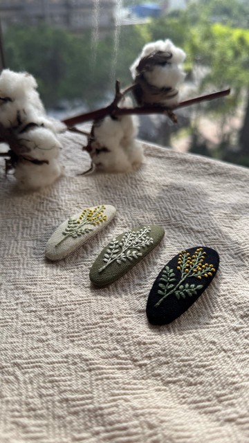 手工刺繡 金合歡髮夾/BB夾