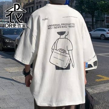 DR更衣室-短袖上衣 日系人物素描印花短袖T恤 五分袖 圓領 寬鬆 男裝 大尺碼5XL【NL624101】