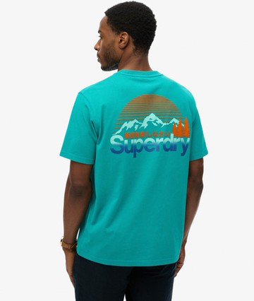 Superdry Men's Core Logo Great Outdoors Chest T-shirt Turquoise Size: XL