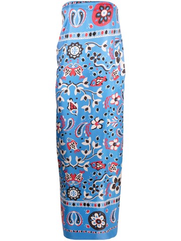 Tory Burch - paisley-print strapless silk dress - women - Silk/Silk/Elastane - 6 - Blue