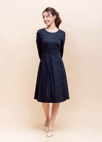 知感線條帶飾棉質洋裝