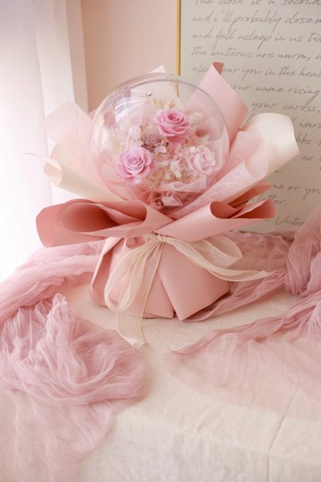 粉漾星語。開幕 祝賀 升遷 20吋光球永生花束