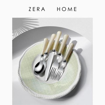 Zera Home不銹鋼米色餐叉餐刀餐匙甜品匙餐具套裝4件 48220311733