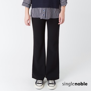 獨身貴族 超顯瘦素色高腰高彈性喇叭長褲(1色)