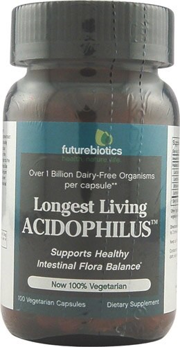 Futurebiotics Longest Living Acidophilus 1 billion CFUs - 100 Vegetarian Capsules