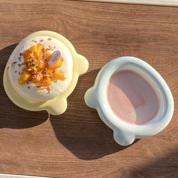 胖嘟嘟手繪水彩小熊陶瓷盤(15cm)