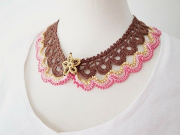 手工蕾絲飾品 (蕾絲領飾---串珠蕾絲領 1-a)