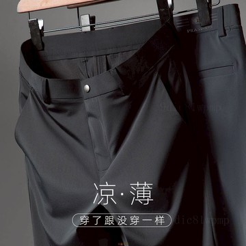 男褲 夏季薄款 冰絲褲 商務高檔次 輕奢男裝 垂感 高彈高腰 直筒西褲 抗皺 免燙 西裝褲 西褲 休閒西褲 褲子男涼感褲