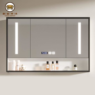 免運 110v智能鏡櫃 整裝出貨 浴室鏡櫃 智能多層實木浴室鏡掛墻式除霧防霧衛生間化妝鏡子置物架單獨鏡柜附發票 工廠直銷 全館折扣 j16