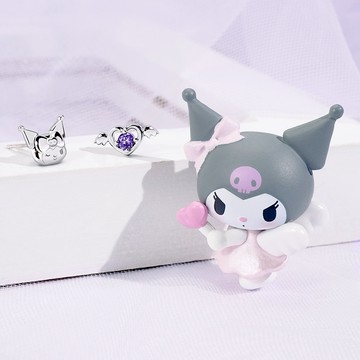 【STORY故事銀飾】Kuromi & MyMelody邱比特系列-酷洛米小翅膀誕生石純銀耳環