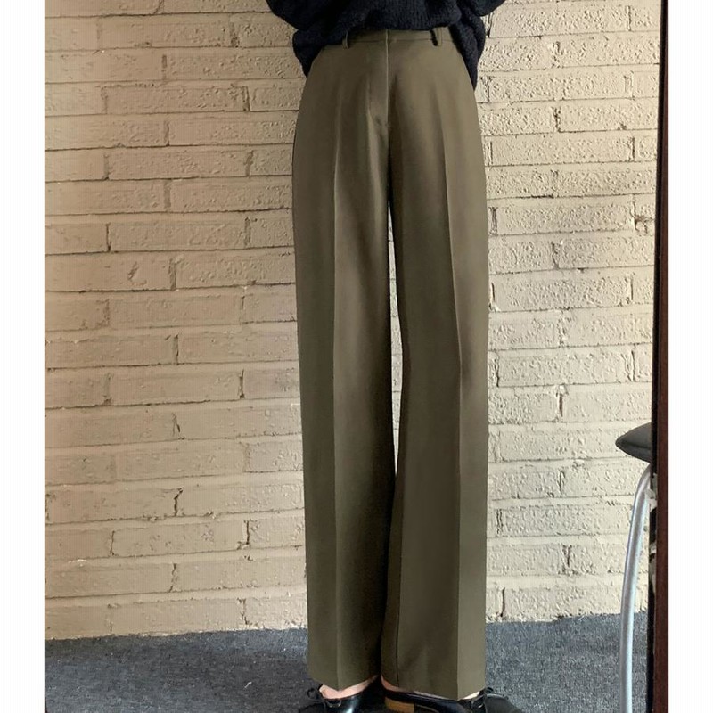 スラックス ストレートパンツ センタープレスパンツ レディース