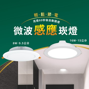 舞光 16W 微波感應崁燈(15公分)｜H04-LED-15DOP16DMS