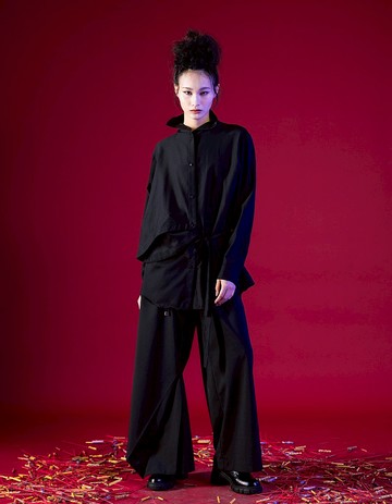 立領不對稱解構襯衫