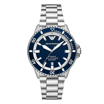 EMPORIO ARMANI AR60079/AR60080 Sea Explorer海洋探險者系列 日期顯示 夜光 不鏽鋼機械錶 日本機械機芯(附錶盒)