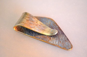 Titanium money clip・純鈦錢夾・藍金背木紋C・50mm