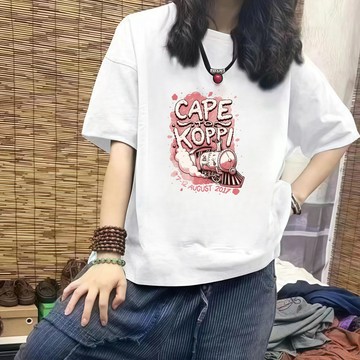 短袖T恤女 小衆設計感上衣 oversizeT恤 夏季潮牌T恤  韓版圓領百搭上衣