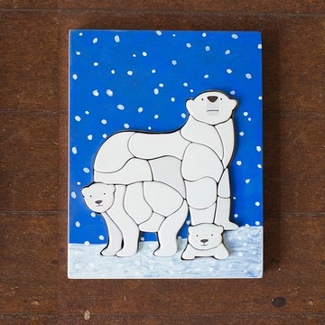 江口設計 Eguchi toys｜木製兒童動物拼圖-北極熊