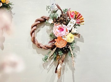快速出貨【新春注連繩_瑞圓華繞】日式/新年/乾燥花/永生花/壁面
