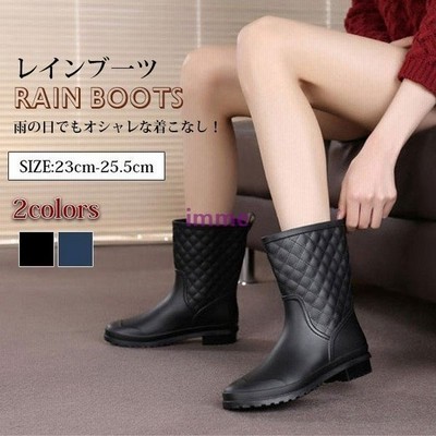 レインブーツ レディース ミドル丈 キルティング ローヒール 大きいサイズ 完全防水 軽量 脱ぎ履きしやすい レインシューズ 雨靴 通販 Lineポイント最大get Lineショッピング