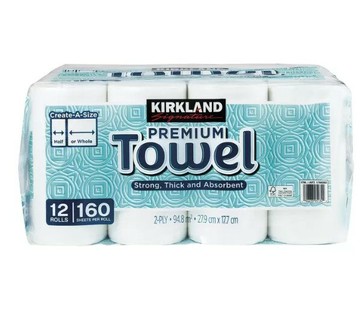 Kirkland Signature 科克蘭 兩層隨意撕特級廚房紙巾 160張 X 12捲