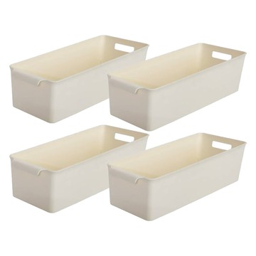 Heukbaek Clean 手提式儲物櫃收納盒  4個  小號(120 x 315 x 95 毫米)  象牙色