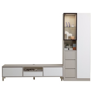 直人木業-MELODY現代風展示電視櫃組260公分(鋁框短門80公分+電視櫃180公分)(三抽置左)