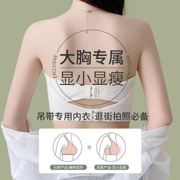 大胸顯小胸內衣女夏天吊帶裙專用全罩杯薄款收副乳防下垂隱形抹胸