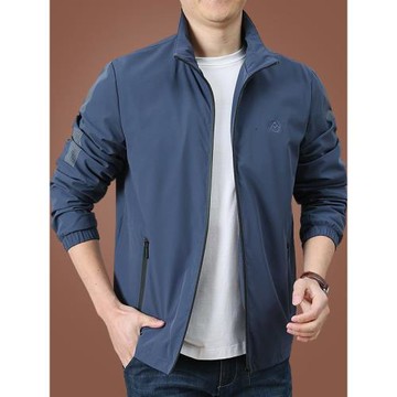 男士外套春秋季休閑夾克男裝2025新款春裝上衣立領衣服男寬松防風