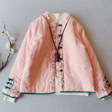 中國風復古盤扣加厚棉衣女文藝刺繡冬外穿棉襖大碼夾棉衣棉服外套